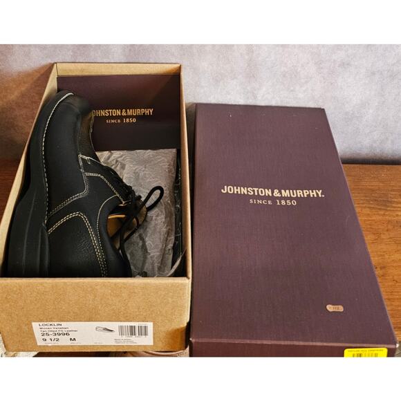 Johnston & Murphy Men's Locklin Woven Venetian LeatherOxfords. Black. Size 9.5 - Picture 7 of 15